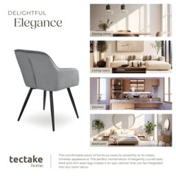 tectake Dining Chair Marilyn Per Piece - Grey/Black in Grey - Size: 1 Pack - thumbnail 7