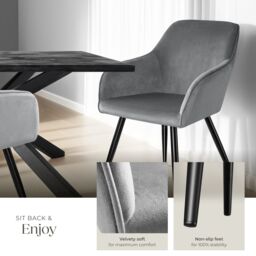 tectake Dining Chair Marilyn Per Piece - Grey/Black in Grey - Size: 1 Pack - thumbnail 4