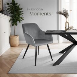 tectake Dining Chair Marilyn Per Piece - Grey/Black in Grey - Size: 1 Pack - thumbnail 8