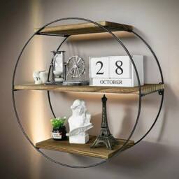 FORGEVIO Circular Floating Shelves, Wall Mount Storage Rack for Home Office in Black - thumbnail 3