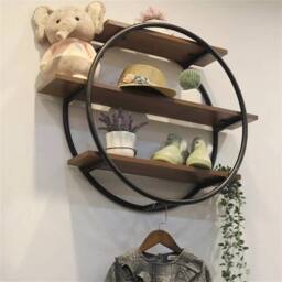FORGEVIO Circular Floating Shelves, Wall Mount Storage Rack for Home Office in Black - thumbnail 4