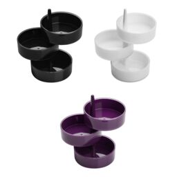 Orsina Rotary Tray 3pc Plastic Rotary Storage Tray Set in Black - thumbnail 2