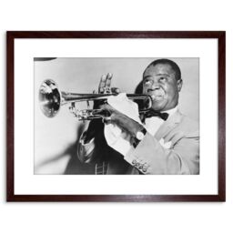 "Artery8 Wall Art Print Photo Music Jazz Louis Armstrong Playing Trumpet Artwork Framed 9X7 Inch in Brown - Size: W7"" x H9""" - thumbnail 1