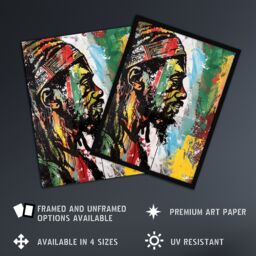 Artery8 Rastafari Man Portrait Modern Colourful Painting Framed Art Print - Size: A4 - thumbnail 2