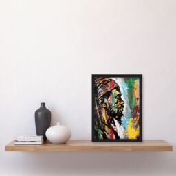 Artery8 Rastafari Man Portrait Modern Colourful Painting Framed Art Print - Size: A4 - thumbnail 4