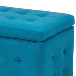 Wyld and Coco Blue Velvet Tufted Storage Ottoman Bench - thumbnail 6
