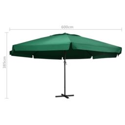 Berkfield Home Outdoor Parasol with Aluminium Pole 600 cm Green - thumbnail 6