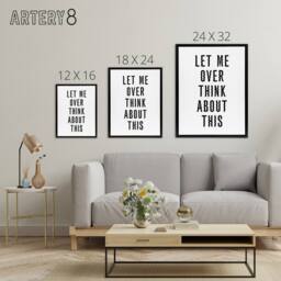 "Artery8 Let Me Overthink About This Black White Funny Framed Canvas Art Print - Size: W12"" x H16""" - thumbnail 4