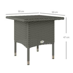 OUTSUNNY PE Rattan Outdoor Coffee Table, Easy Match Rattan Side Table, Grey - thumbnail 3