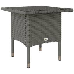 OUTSUNNY PE Rattan Outdoor Coffee Table, Easy Match Rattan Side Table, Grey - thumbnail 2