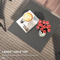 OUTSUNNY PE Rattan Outdoor Coffee Table, Easy Match Rattan Side Table, Grey - thumbnail 6