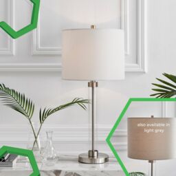 FurnitureboxUK Esme Clear Glass & Silver Metal Table Lamp Light With Fabric Shade (Including Bulb) in White - thumbnail 8