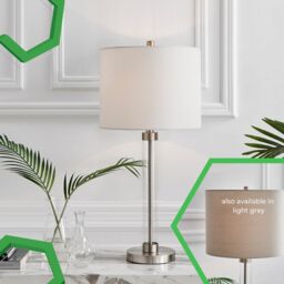 FurnitureboxUK Esme Clear Glass & Silver Metal Table Lamp Light With Fabric Shade (Including Bulb) in White - thumbnail 5