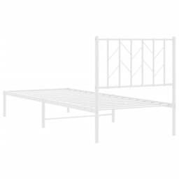 Berkfield Home Metal Bed Frame without Mattress with Headboard White 80x200cm - Size: 80x200 cm - thumbnail 7