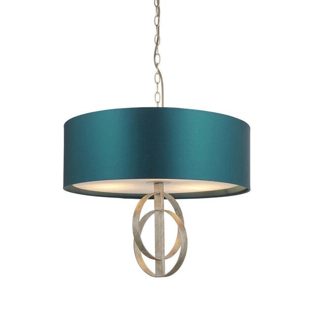Netlighting 'TRENTO' Dimmable 3 Light Stylish Indoor Fabric Pendant Ceiling Lamp in Silver - image 1
