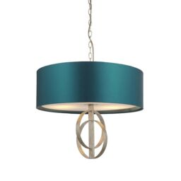 Netlighting 'TRENTO' Dimmable 3 Light Stylish Indoor Fabric Pendant Ceiling Lamp in Silver