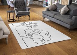 Benjamin Tate Design Line Drawing Of Trees Designer Rug in Natural - Size: Large - thumbnail 2