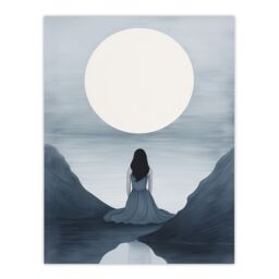 "Artery8 Wall Art Print In Love with the Full Moon Monotone Elegant Grey Poster Picture - Size: W18"" x H24""" - thumbnail 1