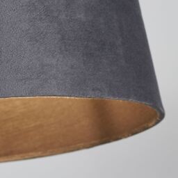 Lighting Collection Velvet Drum Shade 30Cm Charcoal Lamp Shade in Grey - thumbnail 4