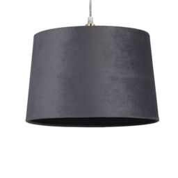 Lighting Collection Velvet Drum Shade 30Cm Charcoal Lamp Shade in Grey - thumbnail 3