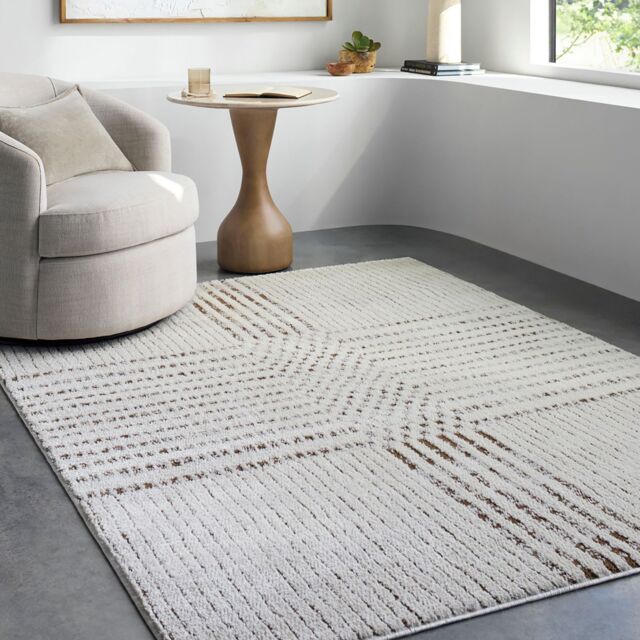 Livabliss Galey Alix Architect IV Modern Ivory Black Graphic High Pile Rug in Brown - Size: 80 cm x 220 cm - image 1