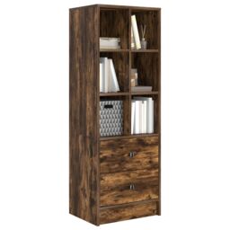 Berkfield Home Smoked Oak Shelving Unit Smoked Oak Engineered Wood Medium in Brown - thumbnail 3