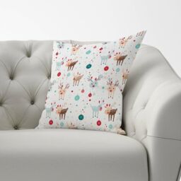 Warren Reed - Designer Happy Reindeer With Christmas Lights Cushions in White - Size: 45 cm x 45 cm - thumbnail 2
