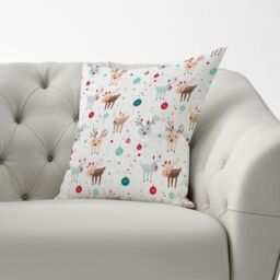 Warren Reed - Designer Happy Reindeer With Christmas Lights Cushions in White - Size: 45 cm x 45 cm - thumbnail 3