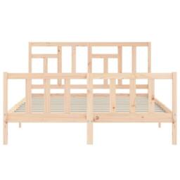 Berkfield Home Bed Frame with Headboard 160x200 cm Solid Wood in Light Tan - thumbnail 6