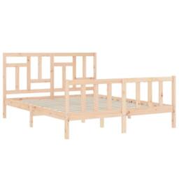 Berkfield Home Bed Frame with Headboard 160x200 cm Solid Wood in Light Tan - thumbnail 5