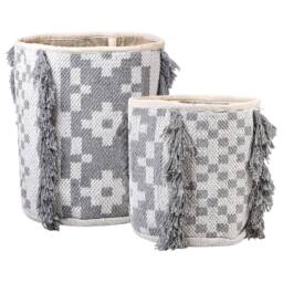 Wyld and Coco Cotton Storage Baskets Set of 2 Off-White and Grey 40/45 cm - thumbnail 2