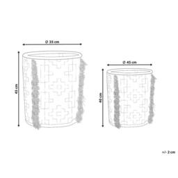 Wyld and Coco Cotton Storage Baskets Set of 2 Off-White and Grey 40/45 cm - thumbnail 4