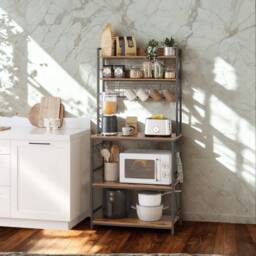 Pirlo Plush Industrial 5 Tier Smart Kitchen Bakers Rack With Power Outlets in Brown - thumbnail 5