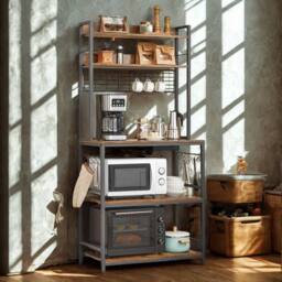 Pirlo Plush Industrial 5 Tier Smart Kitchen Bakers Rack With Power Outlets in Brown - thumbnail 3