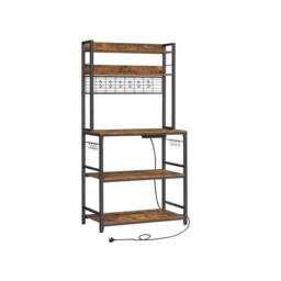 Pirlo Plush Industrial 5 Tier Smart Kitchen Bakers Rack With Power Outlets in Brown - thumbnail 8