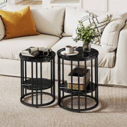 Kelvenix black Marble-Effect Coffee Table Set of 2 - Size: 0.6m2 - thumbnail 4