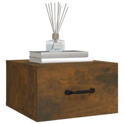 Berkfield Home Wall-mounted Bedside Cabinets 2 pcs Smoked Oak 35x35x20 cm in Brown - Size: 35 x 35 x 20 cm - thumbnail 4