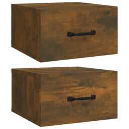 Berkfield Home Wall-mounted Bedside Cabinets 2 pcs Smoked Oak 35x35x20 cm in Brown - Size: 35 x 35 x 20 cm - thumbnail 2