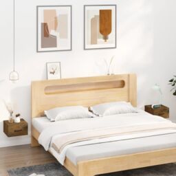 Berkfield Home Wall-mounted Bedside Cabinets 2 pcs Smoked Oak 35x35x20 cm in Brown - Size: 35 x 35 x 20 cm - thumbnail 1