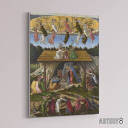 "Artery8 Mystic Nativity Painting Botticelli Vintage Canvas Wall Art in Green - Size: W18"" x H24""" - thumbnail 2