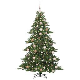 Berkfield Home Artificial Hinged Christmas Tree with 300 LEDs 180 cm PVC in Green - thumbnail 3