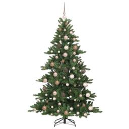 Berkfield Home Artificial Hinged Christmas Tree with 300 LEDs 180 cm PVC in Green - thumbnail 4