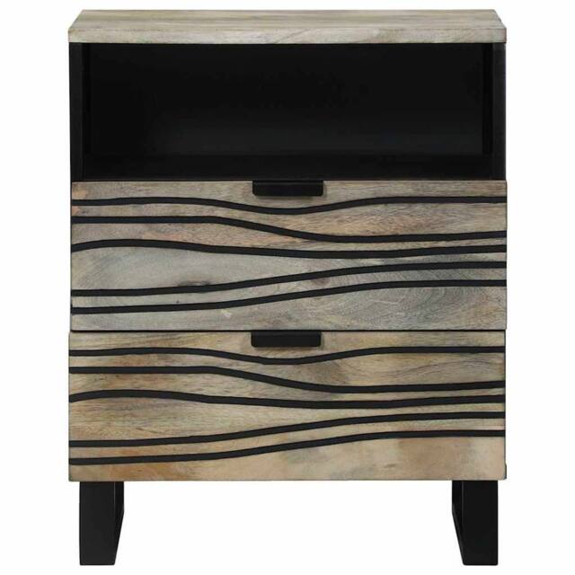 Berkfield Home Modern Bedside Tables with Drawer White & Black 50 x 33 x 60 cm - image 1
