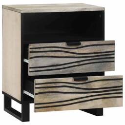 Berkfield Home Modern Bedside Tables with Drawer White & Black 50 x 33 x 60 cm - thumbnail 3