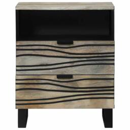 Berkfield Home Modern Bedside Tables with Drawer White & Black 50 x 33 x 60 cm - thumbnail 1