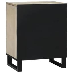 Berkfield Home Modern Bedside Tables with Drawer White & Black 50 x 33 x 60 cm - thumbnail 5