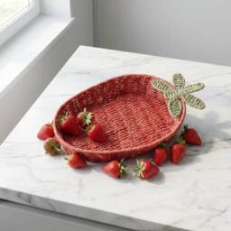 Garden Greatness Woven Strawberry Storage Basket in Red - thumbnail 1