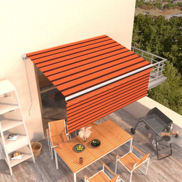 Berkfield Home Manual Retractable Awning with Blind 3.5x2.5m Orange&Brown - image 1