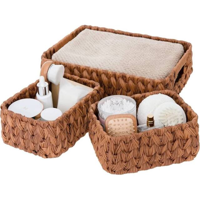 Nordara Coffee Wicker Storage Bathroom Organizer in Brown - image 1