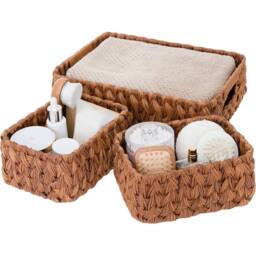 Nordara Coffee Wicker Storage Bathroom Organizer in Brown - thumbnail 1